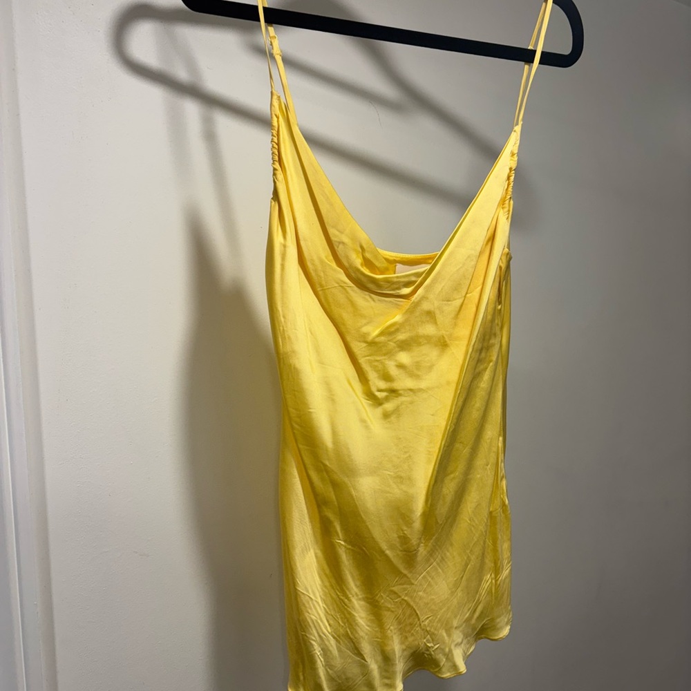Wilfred Yellow Satin Cowl Neck Camisole Top